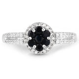 0.53 Carat Genuine Blue Sapphire and White Topaz .925 Sterling Silver Ring