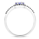 0.60 Carat Genuine Tanzanite and Black Spinel .925 Sterling Silver Ring