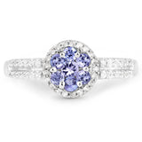 0.51 Carat Genuine Tanzanite and White Topaz .925 Sterling Silver Ring