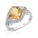 3.00 ct Genuine Citrine and White Topaz .925 Sterling Silver Ring