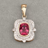 2.36 Carat Genuine Rubellite and White Diamond 14K Yellow Gold Pendant