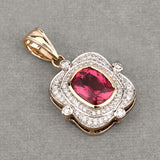 2.36 Carat Genuine Rubellite and White Diamond 14K Yellow Gold Pendant