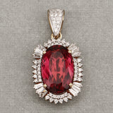 6.25 Carat Genuine Rubellite and White Diamond 14K Yellow Gold Pendant