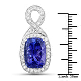 8.07 Carat Genuine Tanzanite and White Diamond 14K White Gold Pendant
