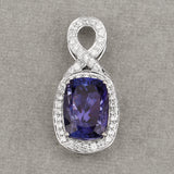 8.07 Carat Genuine Tanzanite and White Diamond 14K White Gold Pendant