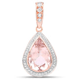 9.19 Carat Genuine Morganite and White Diamond 14K Rose Gold Pendant