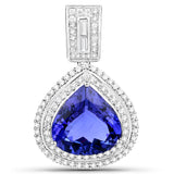 9.81 ct. Genuine Tanzanite and White Diamond 18K White Gold Pendant