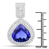 9.81 ct. Genuine Tanzanite and White Diamond 18K White Gold Pendant
