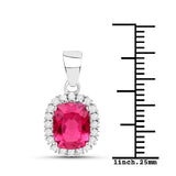 2.14 Carat Genuine Rubellite and White Diamond 14K White Gold Pendant