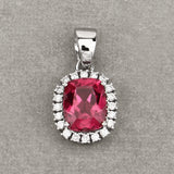 2.14 Carat Genuine Rubellite and White Diamond 14K White Gold Pendant