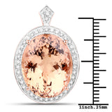 18.18 Carat Genuine Morganite and White Diamond 14K Rose Gold Pendant