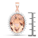 20.03 Carat Genuine Morganite and White Diamond 14K Rose Gold Pendant