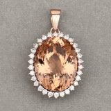 20.03 Carat Genuine Morganite and White Diamond 14K Rose Gold Pendant