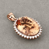 20.03 Carat Genuine Morganite and White Diamond 14K Rose Gold Pendant