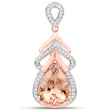 12.81 Carat Genuine Morganite and White Diamond 14K Rose Gold Pendant