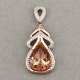 12.81 Carat Genuine Morganite and White Diamond 14K Rose Gold Pendant