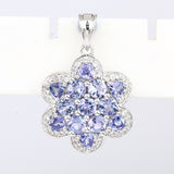 4.69 Carat Genuine Tanzanite and White Topaz .925 Sterling Silver Pendant