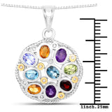 1.60 Carat Genuine Multi Stones .925 Sterling Silver Pendant