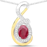 0.93 Carat Genuine Ruby and White Diamond .925 Sterling Silver Pendant