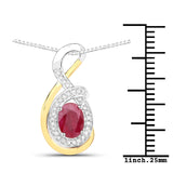 0.93 Carat Genuine Ruby and White Diamond .925 Sterling Silver Pendant