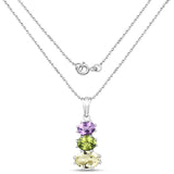 6.00 Carat Genuine Lemon Topaz, Peridot and Amethyst .925 Sterling Silver Pendant