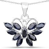 2.20 Carat Genuine Black Sapphire .925 Sterling Silver Pendant