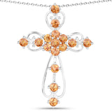 1.92 Carat Genuine Orange Sapphire .925 Sterling Silver Pendant