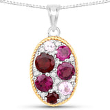 2.72 Carat Genuine Multi Stones .925 Sterling Silver Pendant