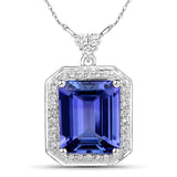 5.23 Carat Genuine Tanzanite and White Diamond 14K White Gold Pendant