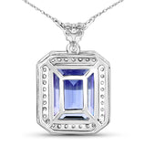 5.23 Carat Genuine Tanzanite and White Diamond 14K White Gold Pendant