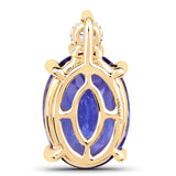 3.25 Carat Genuine Tanzanite and White Diamond 14K Yellow Gold Pendant