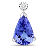 3.90 ct. Genuine Tanzanite and White Diamond 14K White Gold Pendant