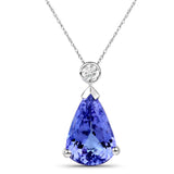 3.90 ct. Genuine Tanzanite and White Diamond 14K White Gold Pendant