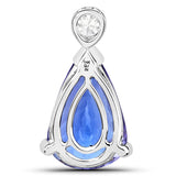 3.90 ct. Genuine Tanzanite and White Diamond 14K White Gold Pendant