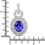 6.08 Carat Genuine Tanzanite and White Diamond 14K White Gold Pendant