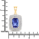 4.88 Carat Genuine Tanzanite and White Diamond 14K Yellow Gold Pendant