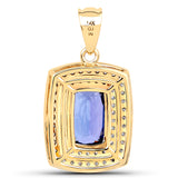 4.88 Carat Genuine Tanzanite and White Diamond 14K Yellow Gold Pendant