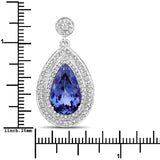 6.97 Carat Genuine Tanzanite and White Diamond 14K White Gold Pendant