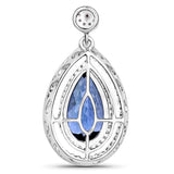 6.97 Carat Genuine Tanzanite and White Diamond 14K White Gold Pendant