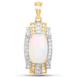 5.39 Carat Genuine Ethiopian Opal and White Diamond 14K Yellow Gold Pendant