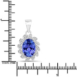 4.04 Carat Genuine Tanzanite and White Diamond 14K White Gold Pendant