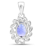 4.04 Carat Genuine Tanzanite and White Diamond 14K White Gold Pendant