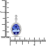 3.45 Carat Genuine Tanzanite and White Diamond 14K White Gold Pendant