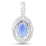 3.45 Carat Genuine Tanzanite and White Diamond 14K White Gold Pendant