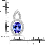 3.85 ct. Genuine Tanzanite and White Diamond 14K White Gold Pendant