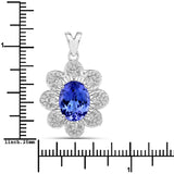 4.35 Carat Genuine Tanzanite and White Diamond 14K White Gold Pendant