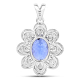 4.35 Carat Genuine Tanzanite and White Diamond 14K White Gold Pendant