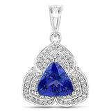 4.79 Carat Genuine Tanzanite and White Diamond 14K White Gold Pendant