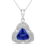 4.79 Carat Genuine Tanzanite and White Diamond 14K White Gold Pendant