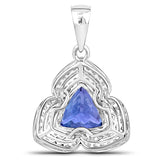 4.79 Carat Genuine Tanzanite and White Diamond 14K White Gold Pendant